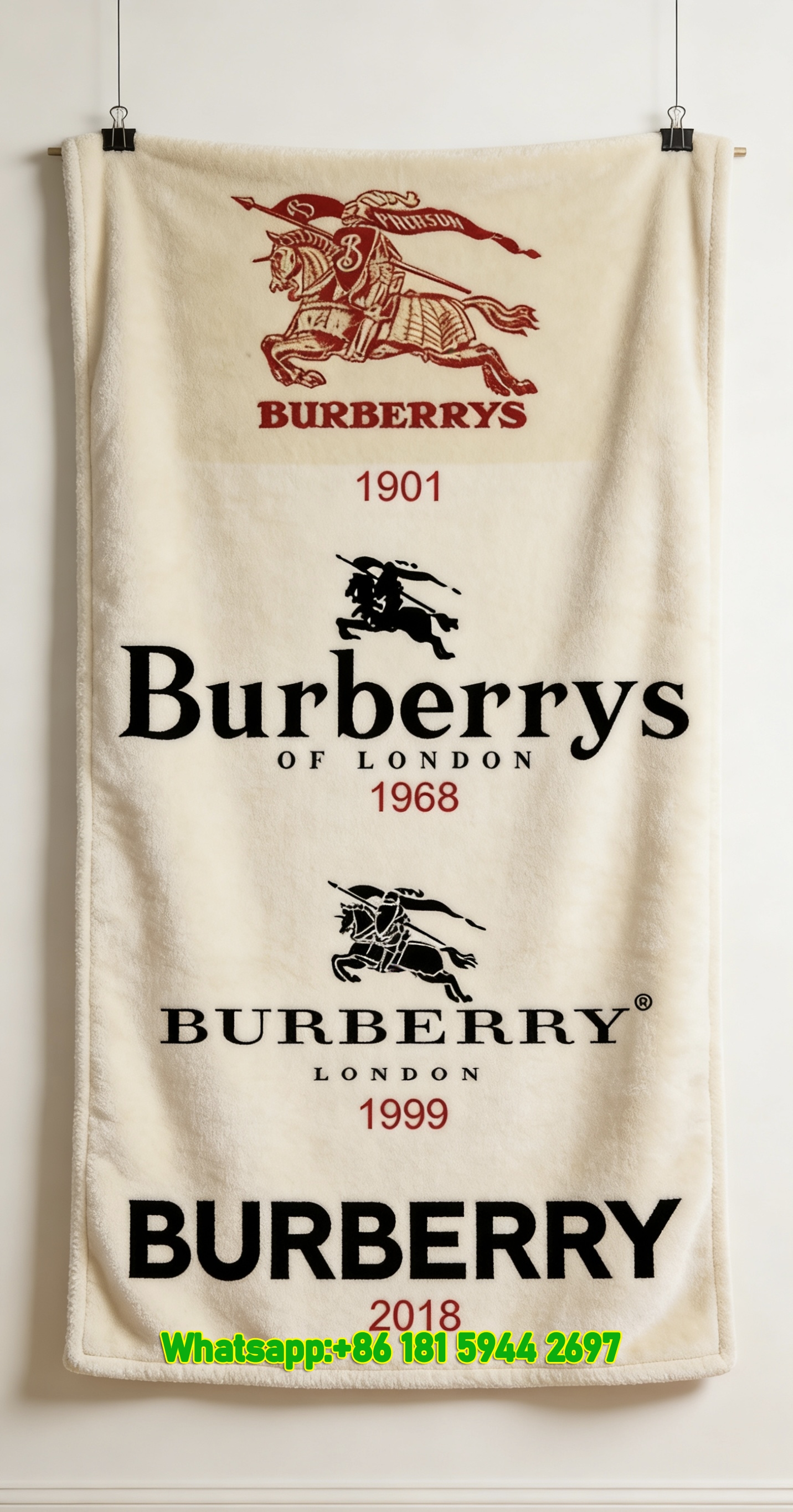 Burberry Logo Evolution Print Flannel Sofa Throw Blanket B071